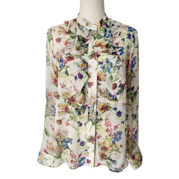 NWOT H&M Floral ruffle blouse - Size 8 - Picture 1 of 9